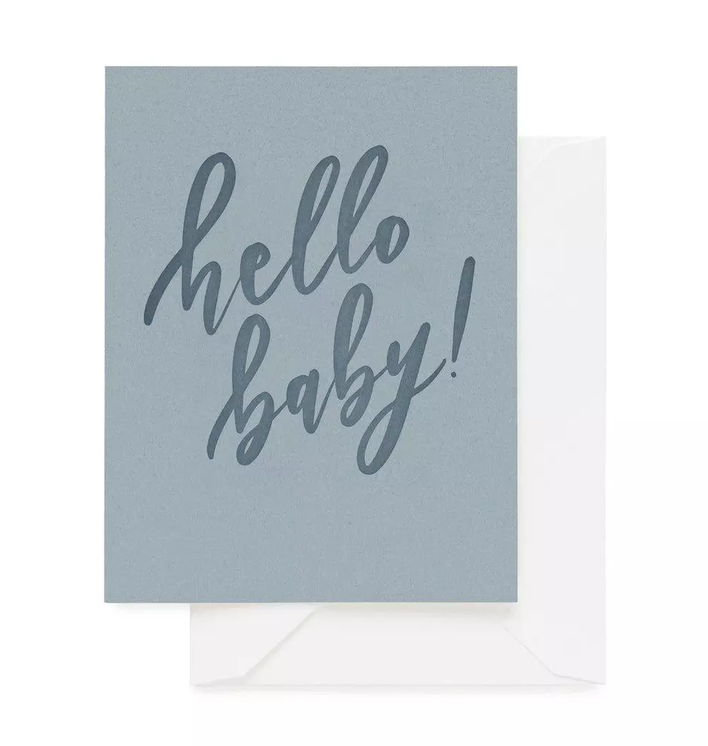 Blue Hello Baby Card