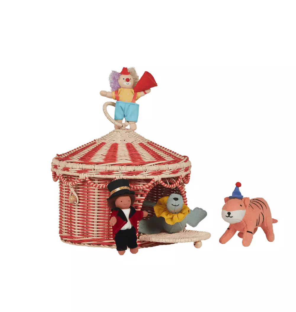 Circus Tent Basket - Red & Straw