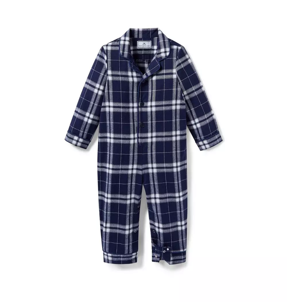 Baby's Brushed Twill Classic Romper in Oxford Tartan