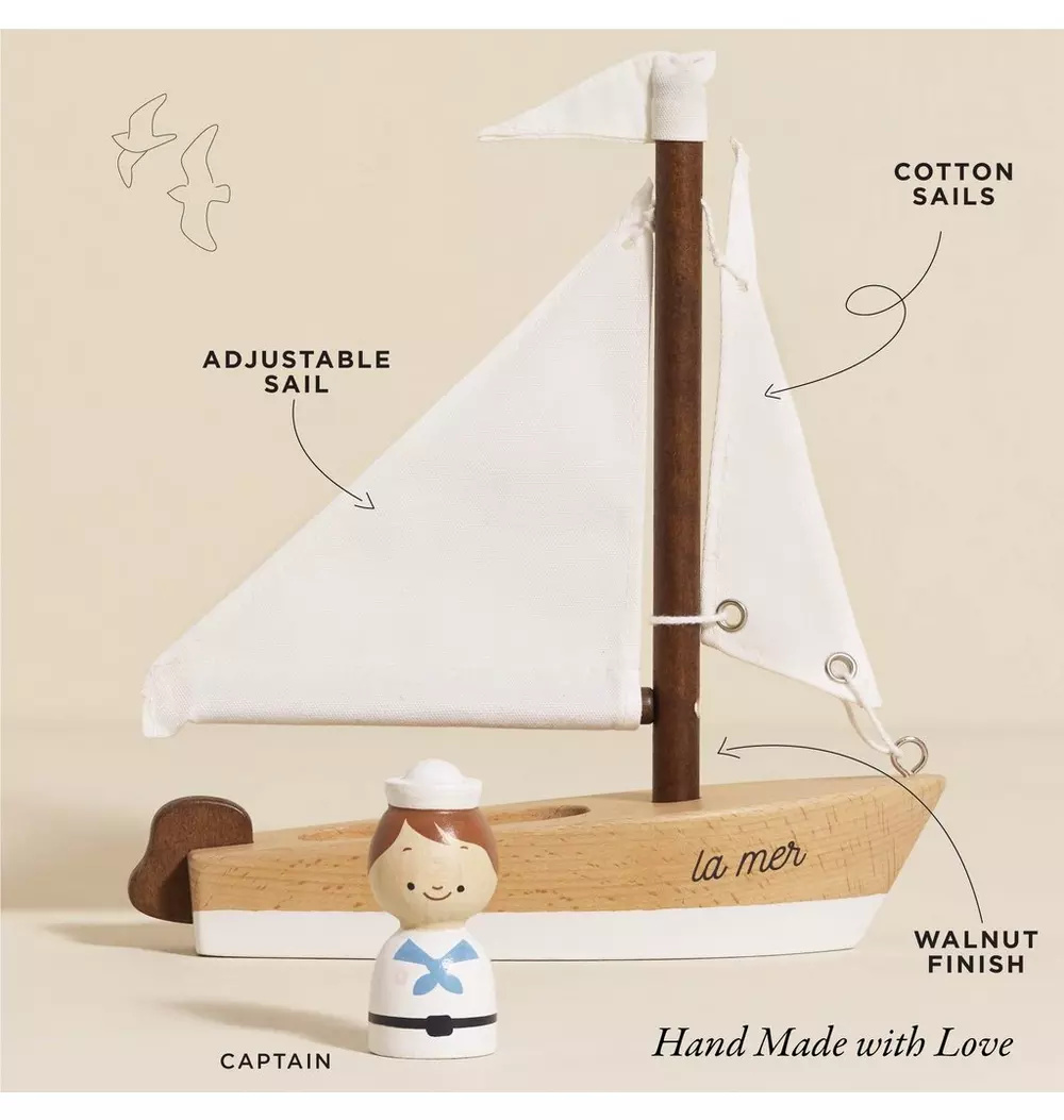 Wooden Sailing Boat & Captain