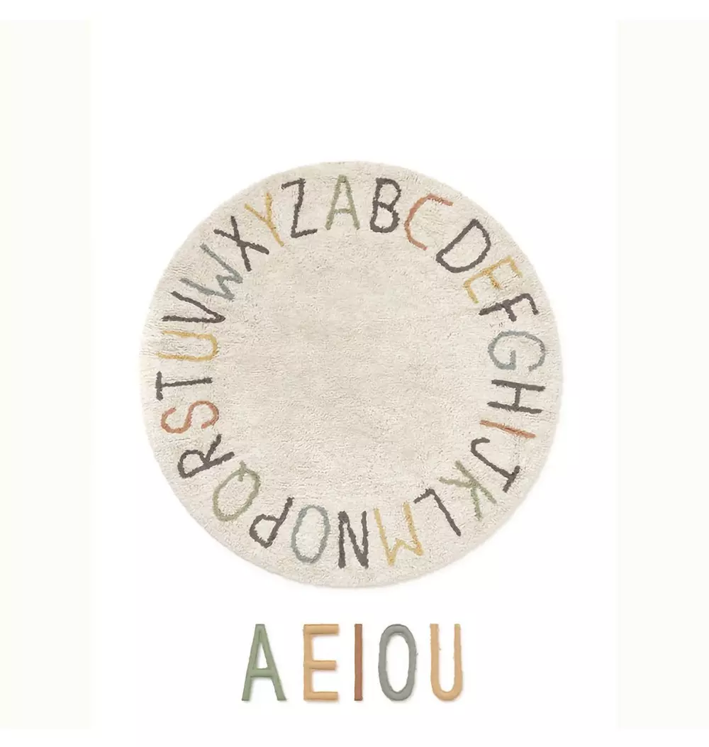 Washable Play Rug ABC color and letters