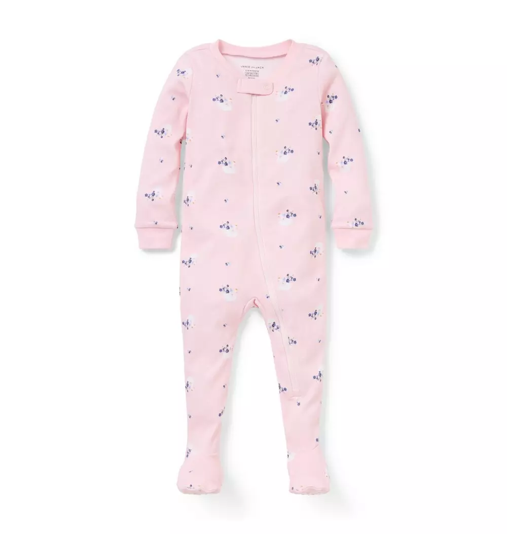 Baby Good Night Footed Pajama In Swan