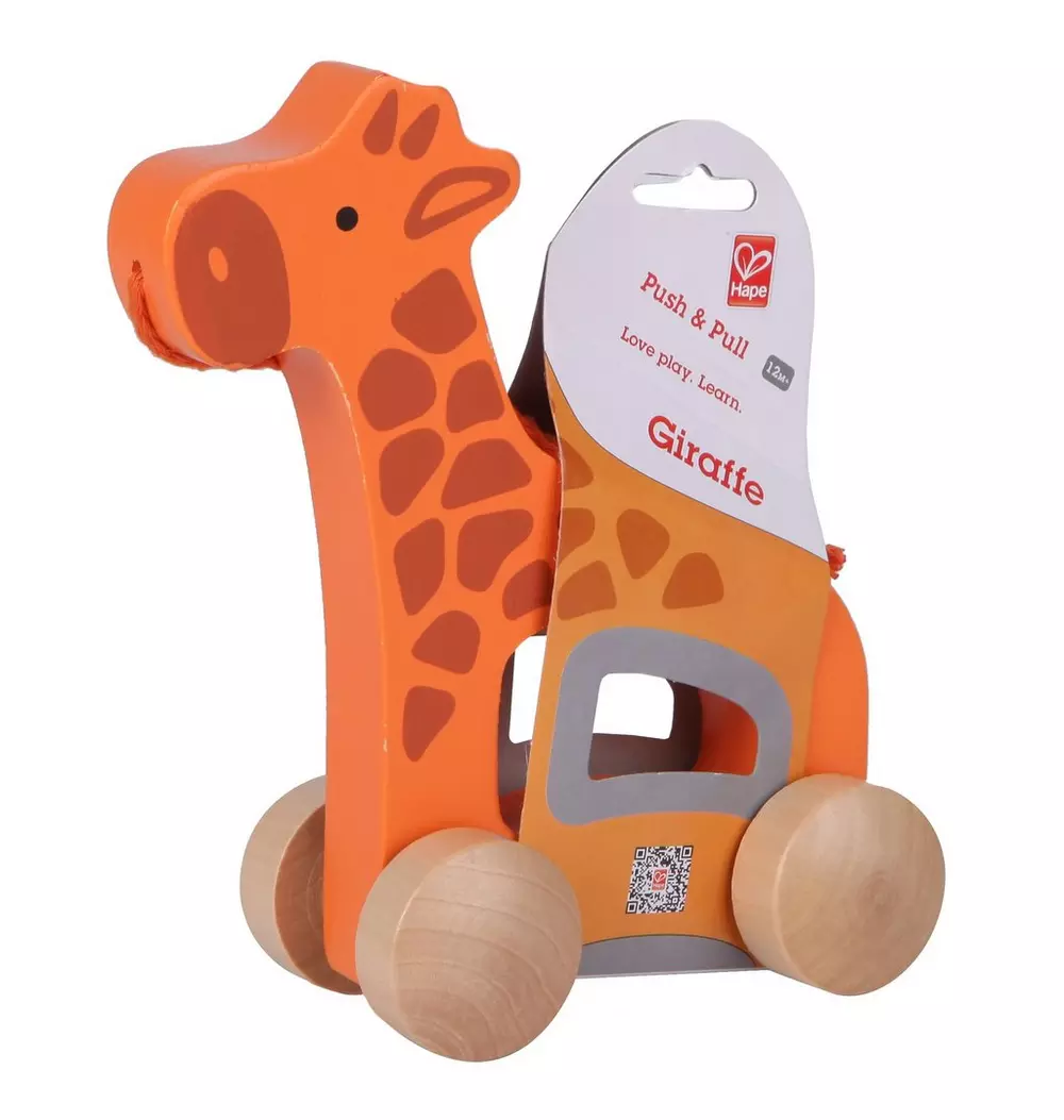 Giraffe Pull Along Toy: Orange