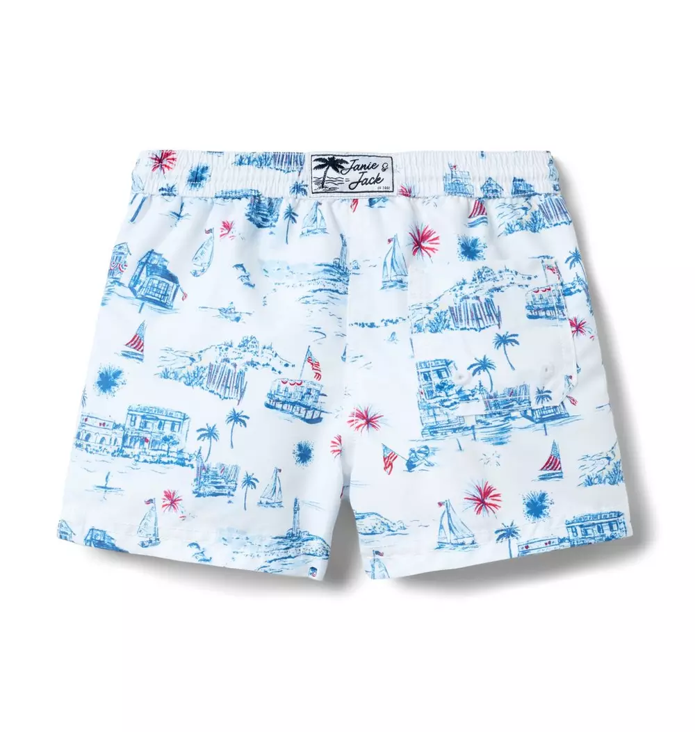 Recycled Americana Toile Swim Trunk