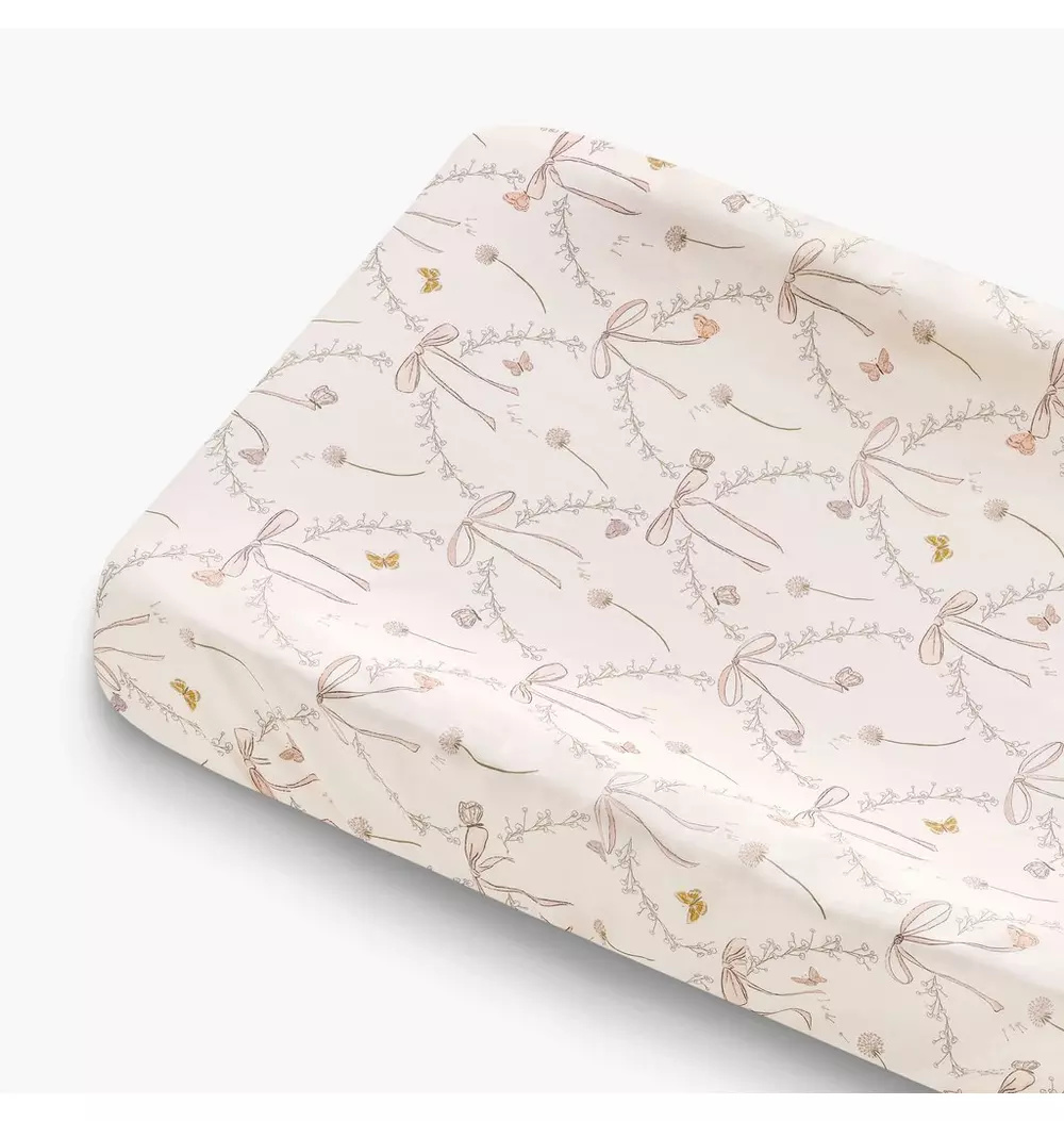 Bows & Butterfly Kisses Changing Pad Cover - Pink