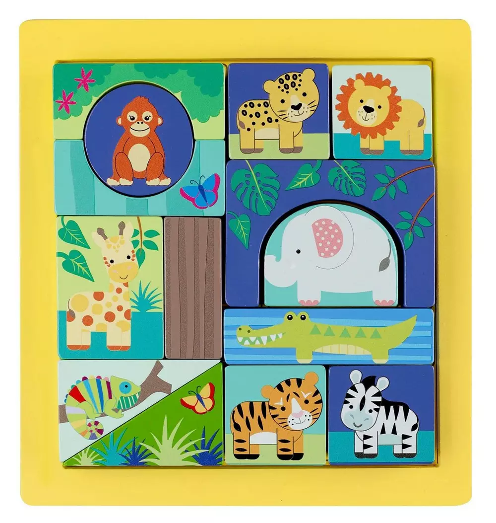 Jungle Animals: Wooden Block Puzzle