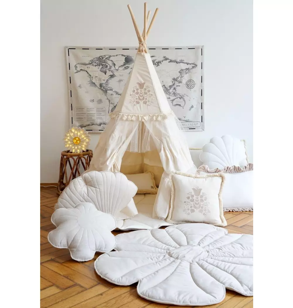 “Boho” Teepee Tent with Frills and Embroidery