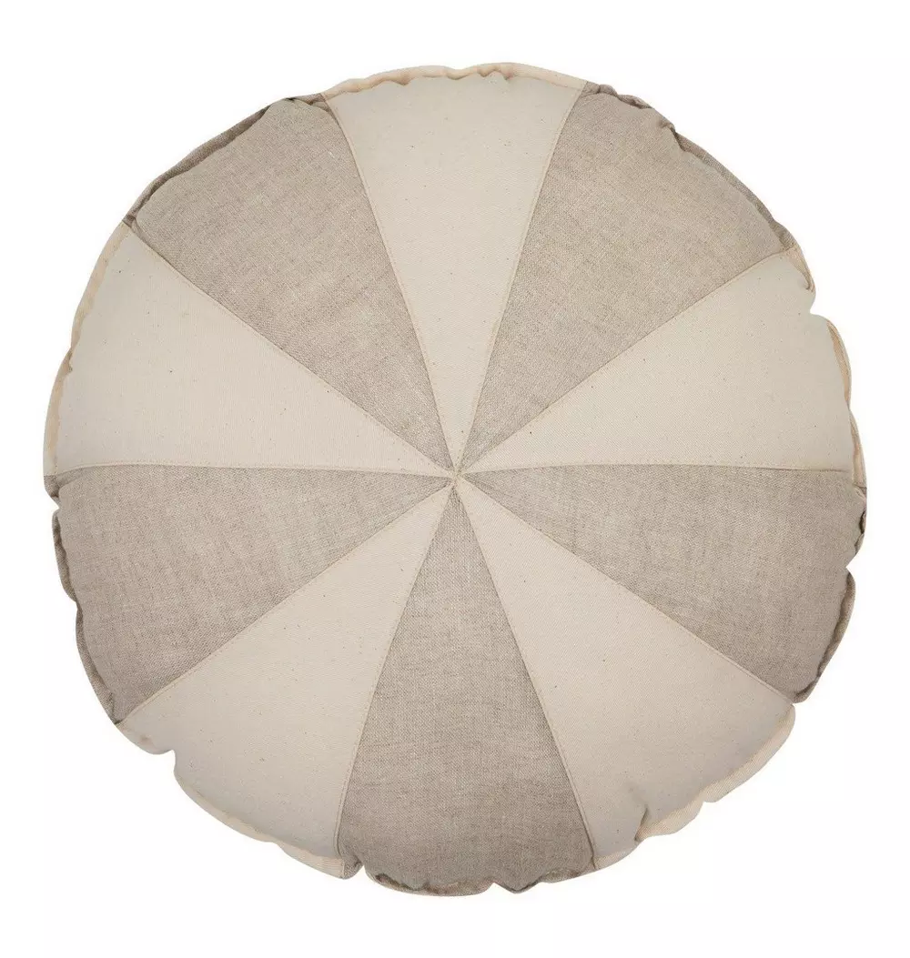 “Cream Circus” Round Patchwork Pillow