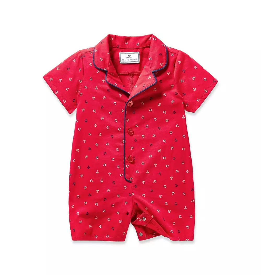 Baby's Twill Summer Romper in Anchors Away